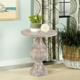 thumbnail image 1 of 24"x20"x20" White Washed Mango Wood Pedestal Accent Table, Rustic Design Table In Wash, 20"x20"x24", For Living Area, 1 of 2