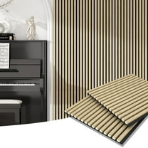 24"x24" Acoustic Slat Wood Wall Panel 3D Slatted Wall Panels 4Pcs,Natural