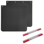 24x24 Black Polymer Mud Flaps and 24x3 Mud Flap Reflector Reflective Tape Fit for Semi Trucks Trailers, 2 Pack