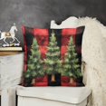 24 "x24 " Cushion Case Christmas Tree Red Black Buffalo Check Plaid