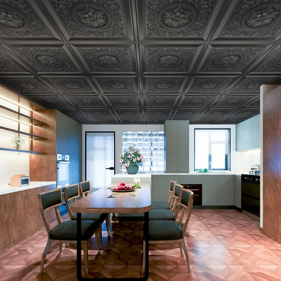 24"x24" Drop Ceiling Tiles, Waterproof Ceiling Panels, Vintage Style 3D Wall Panels,12-Pack