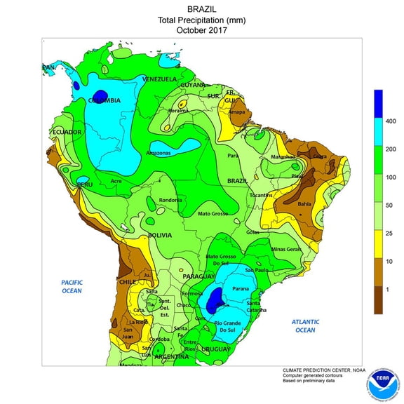 24"x24" Heavyweight Photo Paper Quality Poster: Climate Prediction Center - Monitoring and Data Regional Climate Maps - South America