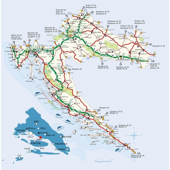 24"x24" Heavyweight Photo Paper Quality Poster: Economic Map - Index of country europe croatia maps