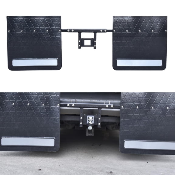 24"x24" Universal Adjustable Mud Flaps - 2 Pack Heavy-Duty Rubber Mud Flaps with Hinch-Mounted Brackets for Trailers Semi-Trailers, Scratch & Dirt Protection，Easy to Clean, Black
