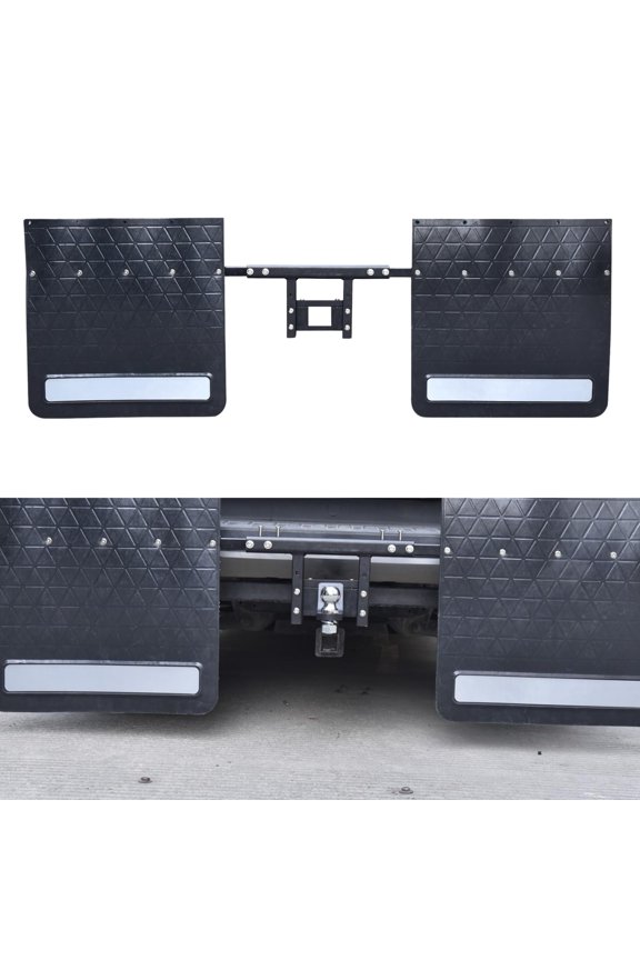 24"x24" Universal Adjustable Mud Flaps - 2 Pack Heavy-Duty Rubber Mud Flaps with Hinch-Mounted Brackets for Trailers Semi-Trailers, Scratch & Dirt Protection,Easy to Clean, Black