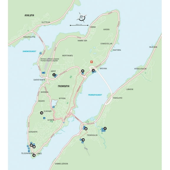 24"x26" Heavyweight Photo Paper Quality Poster: Tromso Overview Map - Tromso Norway mappery