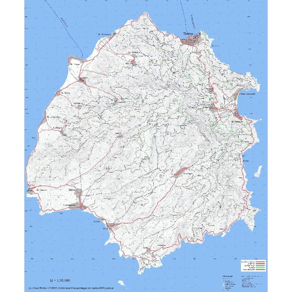 24"x28" Heavyweight Photo Paper Quality Poster: Thassos Topo Map - Thassos Greece mappery