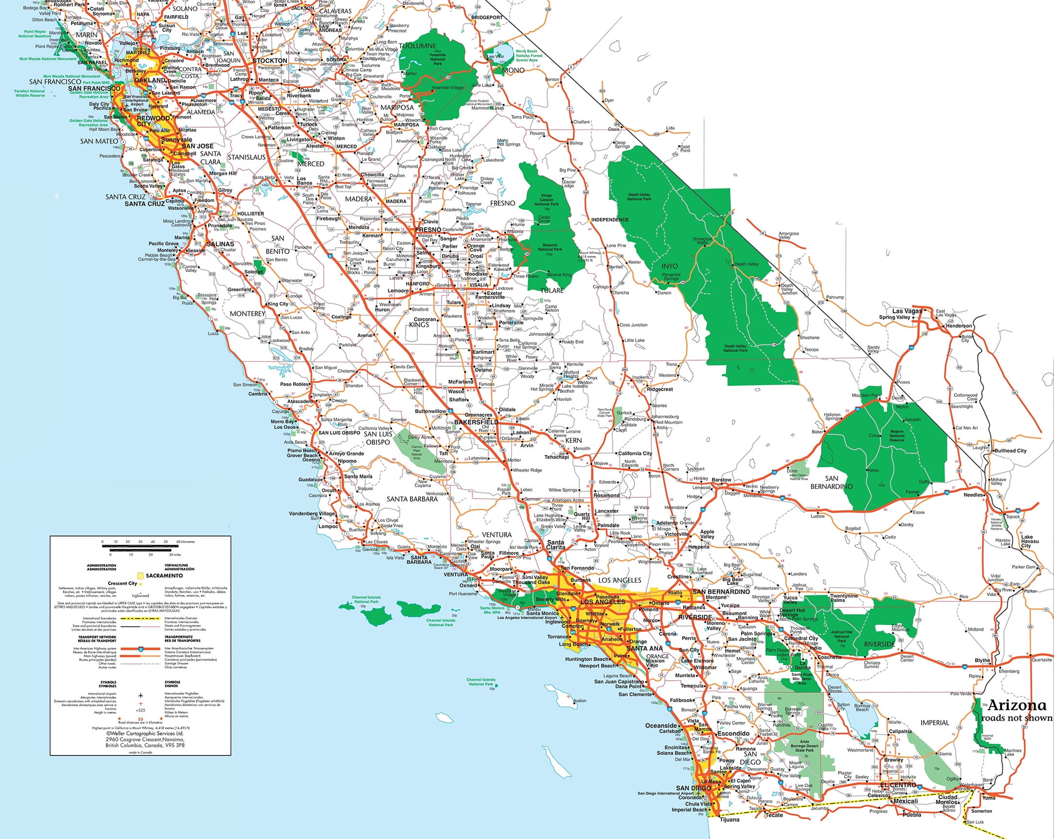 絵画 SOUTHERN CALIFORNIA ARTERIAL MAP Wall Art Impressions Detailed Map of Southern California