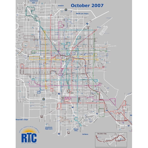 24"x30" Heavyweight Photo Paper Quality Poster: Las Vegas Bus Routes 2007 Click comment 1 to view 2114 "x 2 Click comment 1 to view map