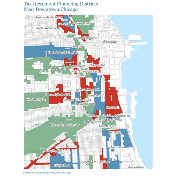 24"x31" Heavyweight Photo Paper Quality Poster: Economic Map - Maps World Business Chicago Economic Growth and Jobs