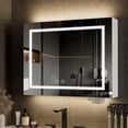 thumbnail image 1 of TTGIEET 24"x32" Medicine Cabinet Modern with Mirror, 3-Color LED Lights, Anti-Fog, 2 Adjustable Shelves, Storage Organizer, White, 1 of 8