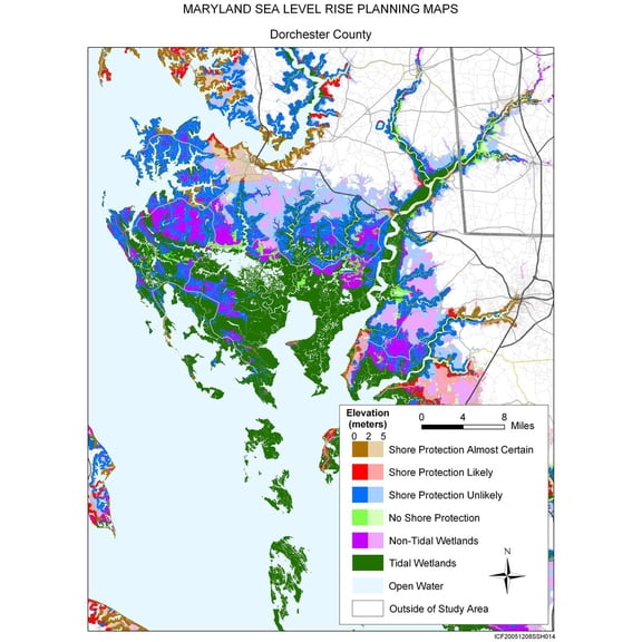 24"x32" Heavyweight Photo Paper Quality Poster: Climate Map - Protected areas of Dorchester County, Maryland