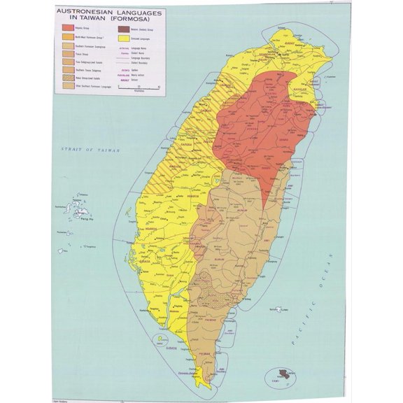 24"x32" Heavyweight Photo Paper Quality Poster: Taiwan Language Map - Taiwan mappery