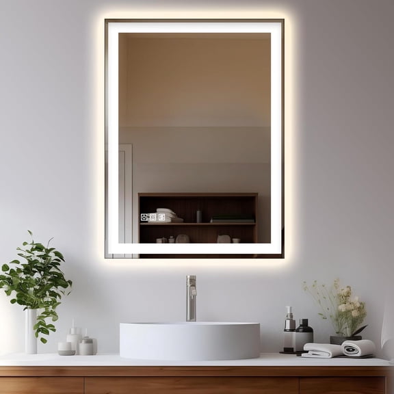 24"x32" LED Bathroom Mirror with Lights, Front & Backlit, 3 Colors Dimmable Lighted Bathroom Vanity Mirror, Anti-Fog, Memory Function, Shatter-Proof Tempered Glass