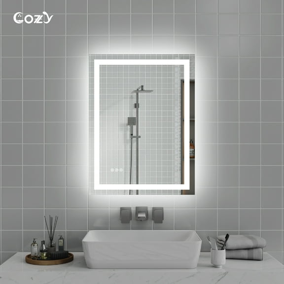 24"x32" LED Vanity Mirror, Front & Back Lit, Color Temp Adjustable, Dimmable, Anti-Fog, Waterproof, CRI90+, Shatter-Proof, Easy Install