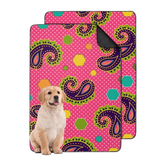 24" x35" Paisley Print Washable Pee Pads, Reusable Non-Slip Dog Potty Pads for Indoor Pet Training.