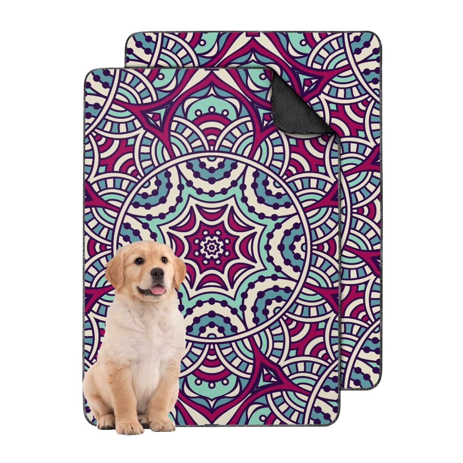24"x35" Premium Extra Large Washable Pee Pads Mandala, Reusable Puppy Training Pads with Non-Slip Bottom for All Hard Surface Floors