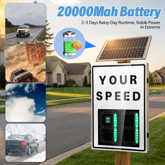PartyKindom White Solar Radar Feedback Sign, Outdoor Use, Precise and Weatherproof