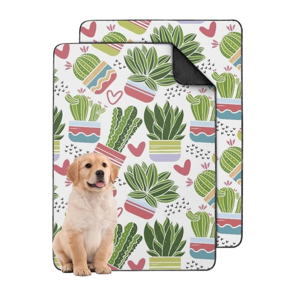 24" x35" Washable and Reusable House Training Pads, Absorbent Pet Mat for Crates with Non-Slip Back and Decorative Foliage (Plant patterns)