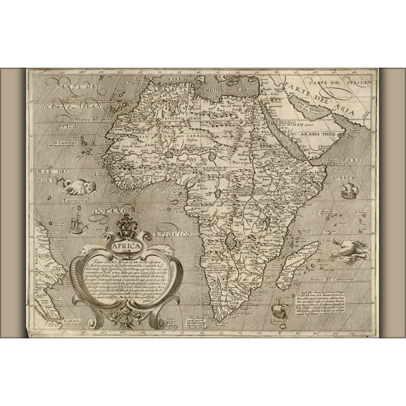 24"x36" Gallery Poster, 1600 map of africa