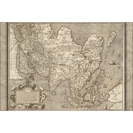 24"x36" Gallery Poster, 1600 map of asia; india japan china russia