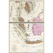24x36 Gallery Poster, 1710 Ottens Map of Southeast Asia, Singapore, Thailand Siam, Malaysia, Sumatra, Borneo