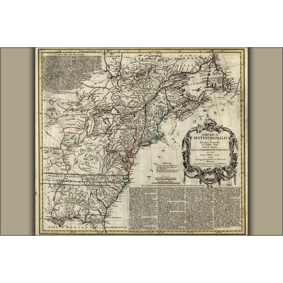 24"x36" Gallery Poster, 1763 map of north america united states colonies
