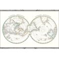thumbnail image 1 of 24"x36" Gallery Poster, 1838 Bradford Map of the World on Polar Projection ( Northern and Southern Hemispheres ), 1 of 1