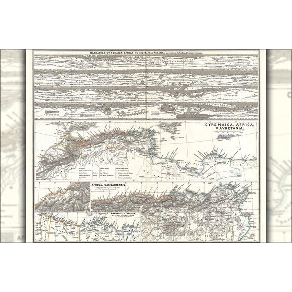 24"x36" Gallery Poster, 1865 Spruner Map of Northwestern Africa, the Magreb, and the Barbary Coast in Antiquity