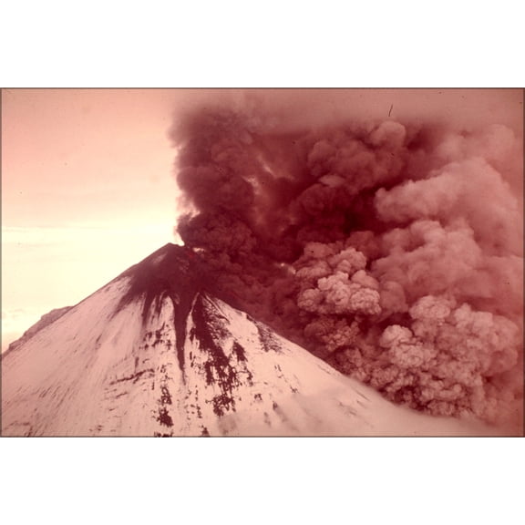 24"x36" Gallery Poster, 1975 Pavlof volcano eruption, Alaska