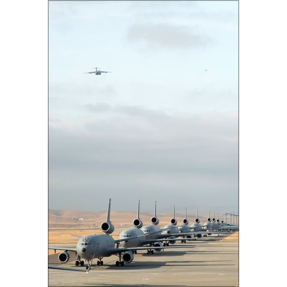 24"x36" Gallery Poster, 7 C-17 Globemaster IIIs, 11 KC-10 Extenders, 4 C-5B Galaxies