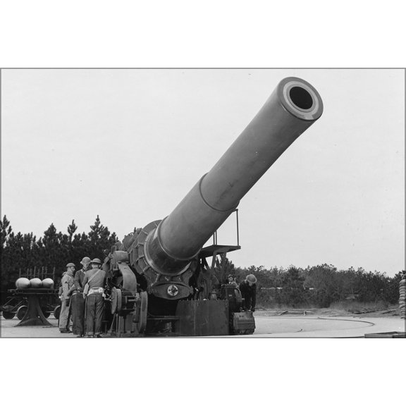24"x36" Gallery Poster, A 16 inch howitzer at Fort Story, VA and the men who operate it 1942