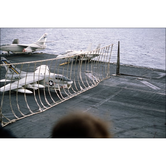 24"x36" Gallery Poster, A 7E of VA 66 making barrier landing on USS Eisenhower CVN 69 1983.JPEG_files