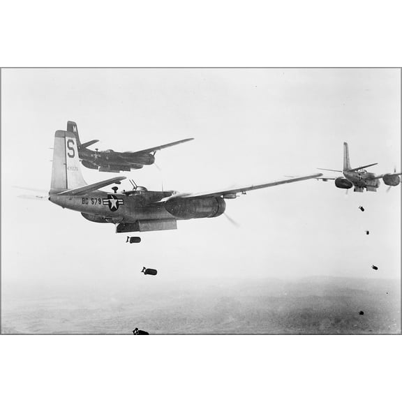 24"x36" Gallery Poster, Air Force B-26 Invader bombers oct 1951 korean war