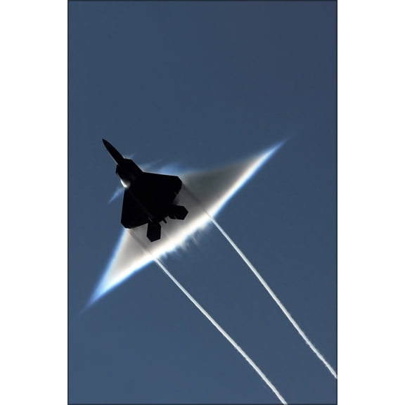 24"x36" Gallery Poster, Air Force F-22 Raptor executes a transonic flyby (CHECK OTHER FOLDER)