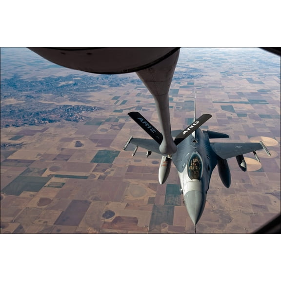 24"x36" Gallery Poster, Air Force General Dynamics F-16C Fighting Falcon refuels