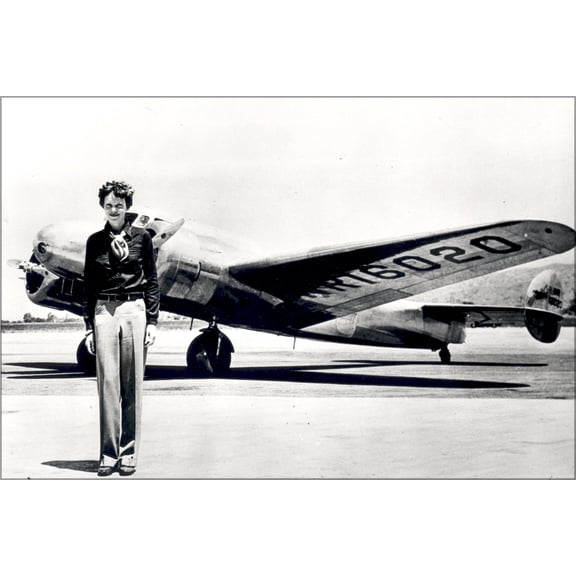24"x36" Gallery Poster, Amelia Earhart with her Lockheed Electra July 1937
