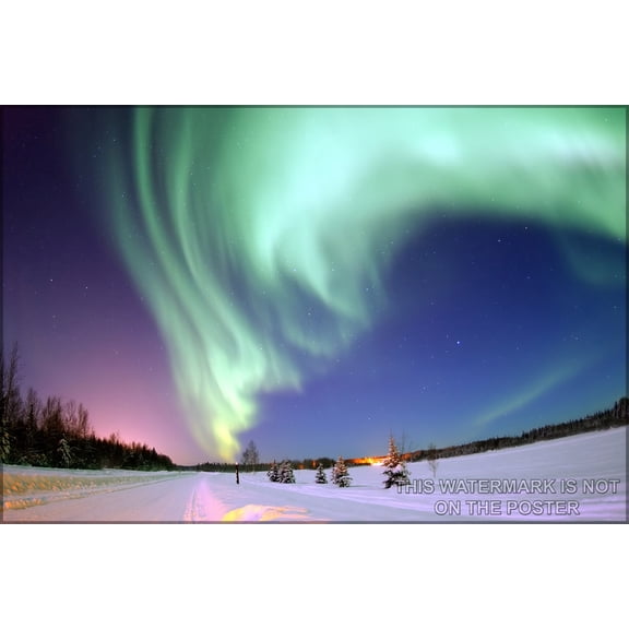 24"x36" Gallery Poster, Aurora Borealis, or Northern Lights, bear lake alaska