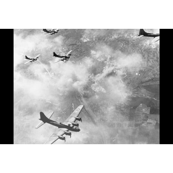 24"x36" Gallery Poster, B-17 flying fortress formation over Schweinfurt raid, Aug. 17, 1943
