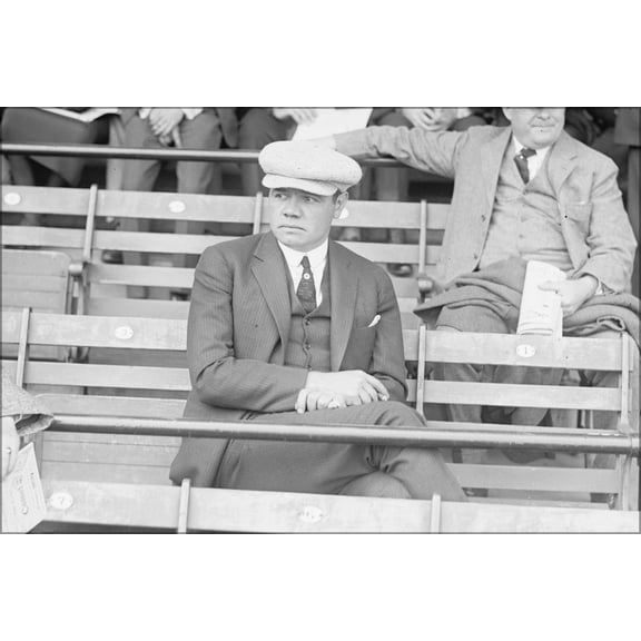 24"x36" Gallery Poster, Babe Ruth, in stands Opening Day, 4_12_22 Griffith Stadium