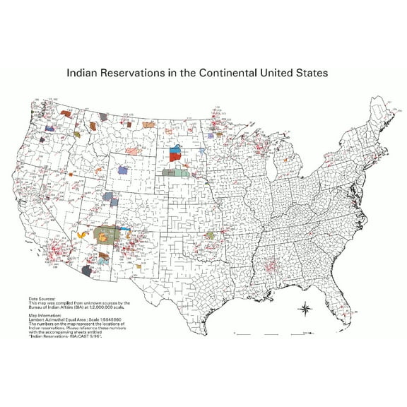 24"x36" Gallery Poster, Bia map of native american indian reservations in united states