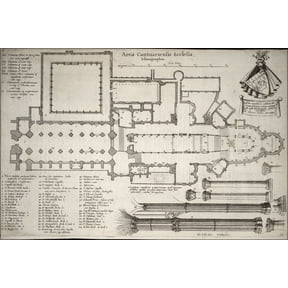 24"x36" Gallery Poster, Canterbury Cathedral Floor Plan 17th Century