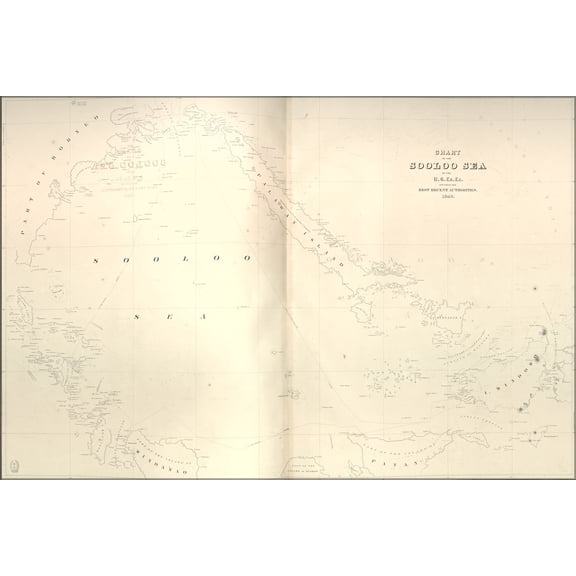 24"x36" Gallery Poster, Chart map of the Sooloo Sea 1841