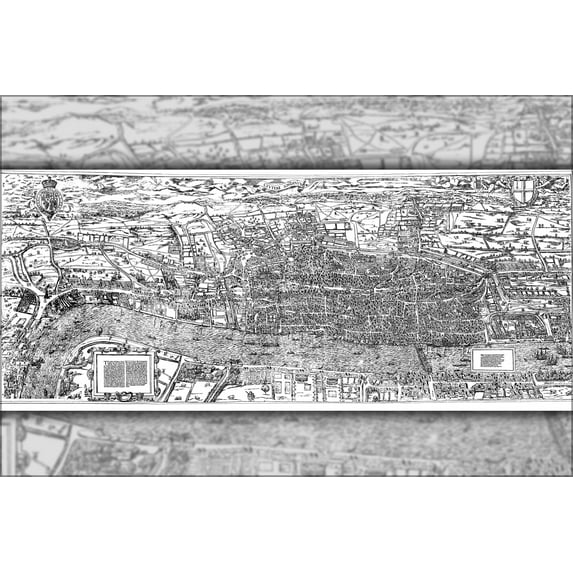 24"x36" Gallery Poster, Civitas Londinium or The Agas Map of London late 1500s