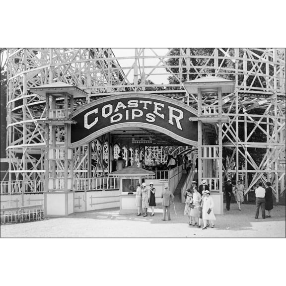 24"x36" Gallery Poster, Coaster Dips, roller coaster at Glen Echo Park, Maryland, 1909-32