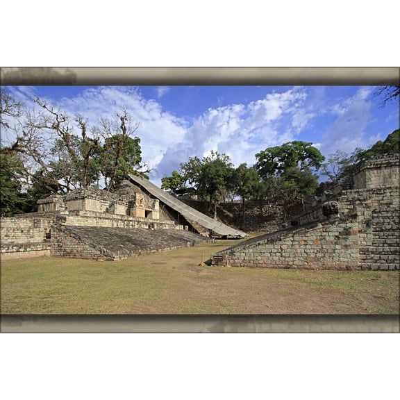 24"x36" Gallery Poster, Copan maya Ball Court of the mayan indian civilization honduras