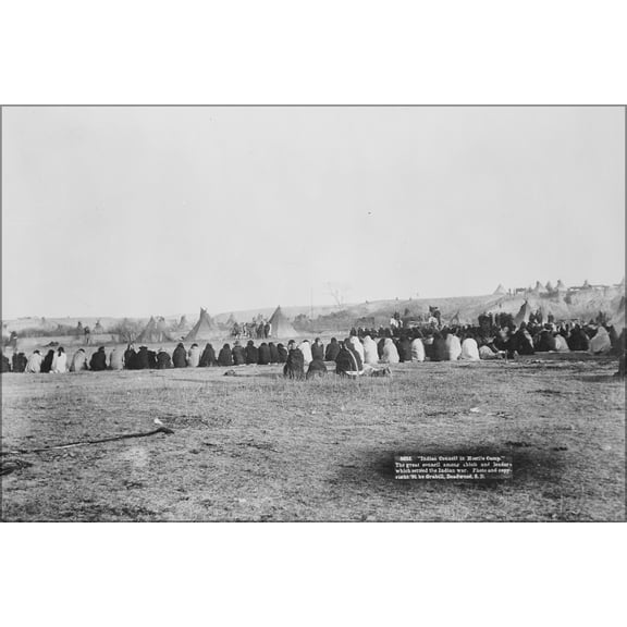 24"x36" Gallery Poster, Council of Sioux chiefs and leaders that settled the Indian wars, Pine Ridge, South Dakota, 1891
