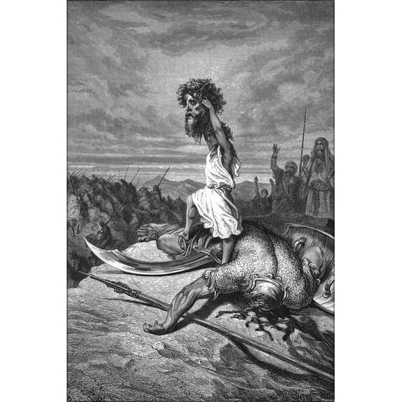24"x36" Gallery Poster, David Slays Goliath from gustave dore english bible 1866