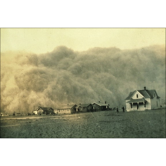 24"x36" Gallery Poster, Dust storm Stratford Texas. Dust bowl during great depression 1935
