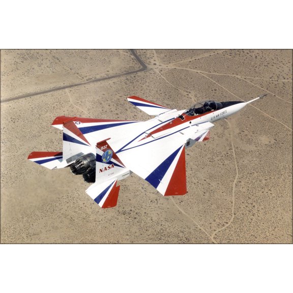 24"x36" Gallery Poster, F-15 ACTIVE strike eagle in flight over the Mojave desert